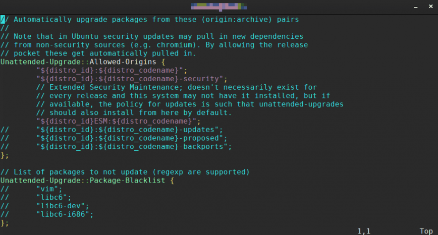 UnattendedUpgrades config UnattendedUpgrades config
