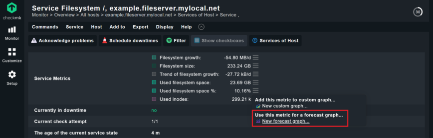checkmk - filesystem space